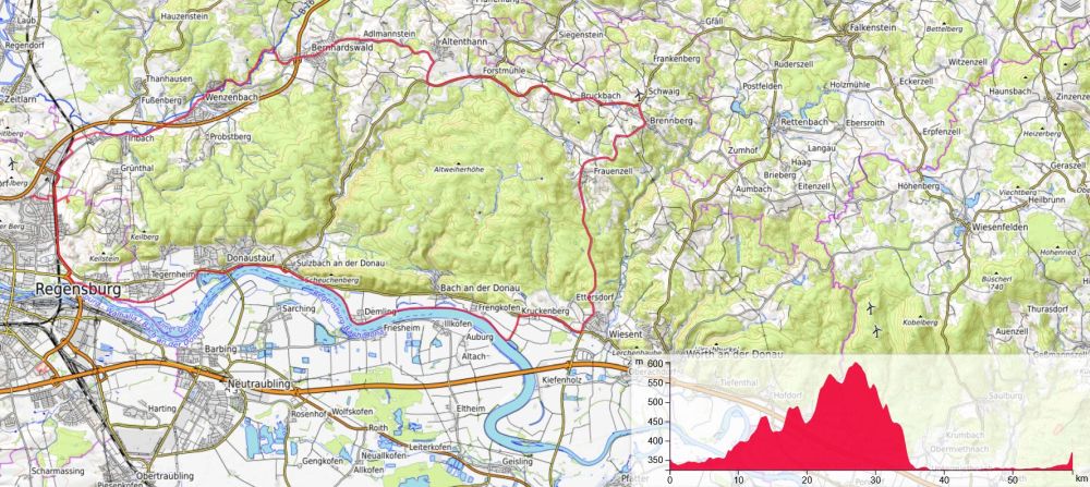 Ankündigung zur Radltour am 06.06.26 um 10 Uhr: Über 55 km hinauf nach Brennberg ( 250 hm) und herunter an die Donau